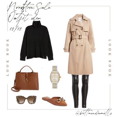 Nordstrom Outfit inspo that is perfect for coffee dates in the autumn winter. A beautiful Ralph Lauren trench coat paired with spanx faux leather leggings and a oversize sweater. Add some neutral color accessories and beautiful detailed mules to complete the look. 

#LTKBacktoSchool #LTKSeasonal #LTKxNSale
