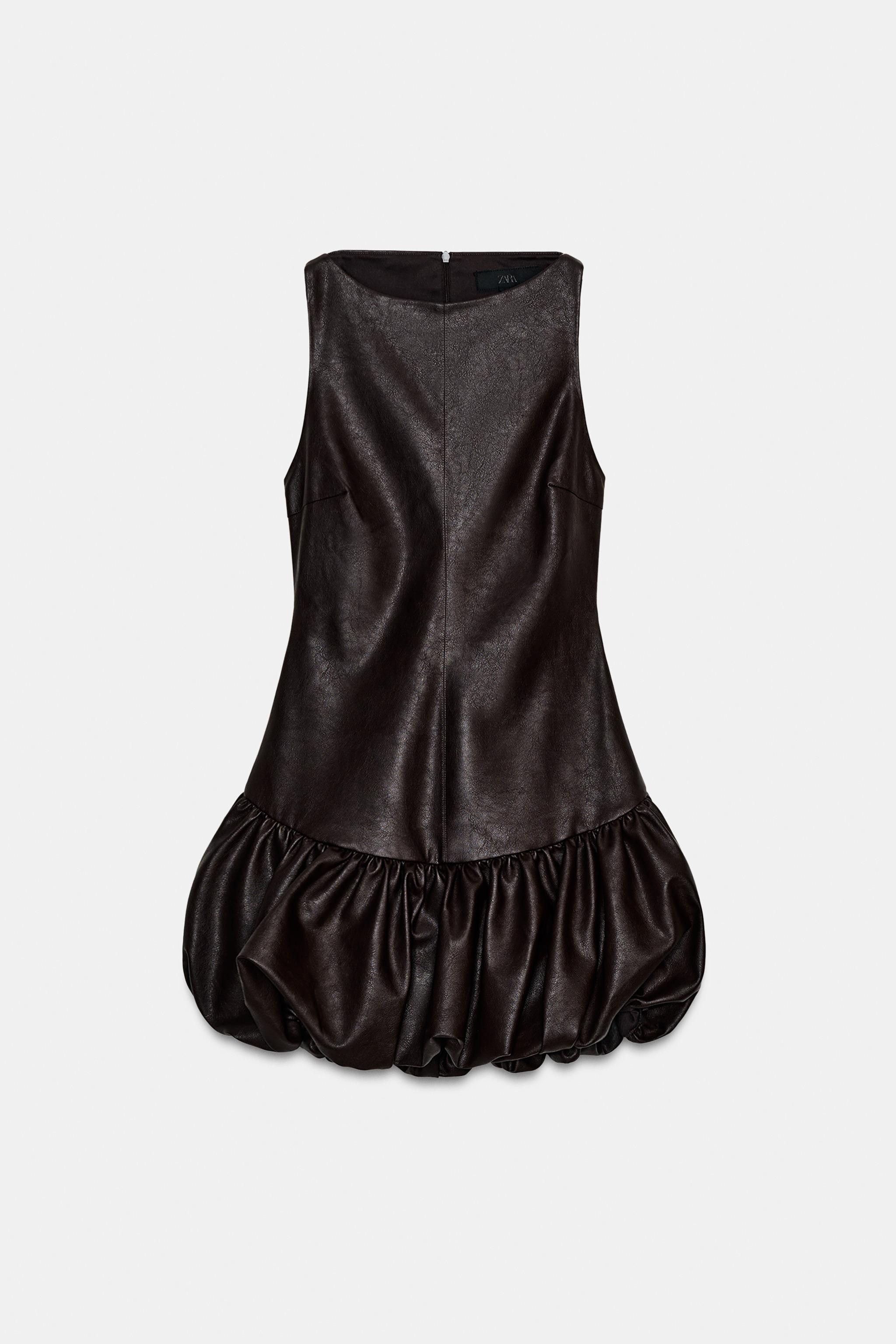 FAUX LEATHER BALLOON JUMPSUIT DRESS | Zara US