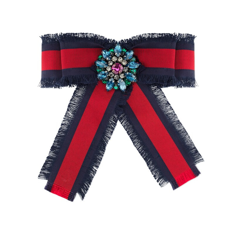 Web grosgrain bow brooch | Gucci (US)