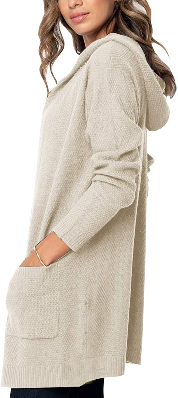 MEROKEETY Women's Long Sleeve Open Front Hoodie Knit Sweater Cardigan with Pockets | Amazon (US)