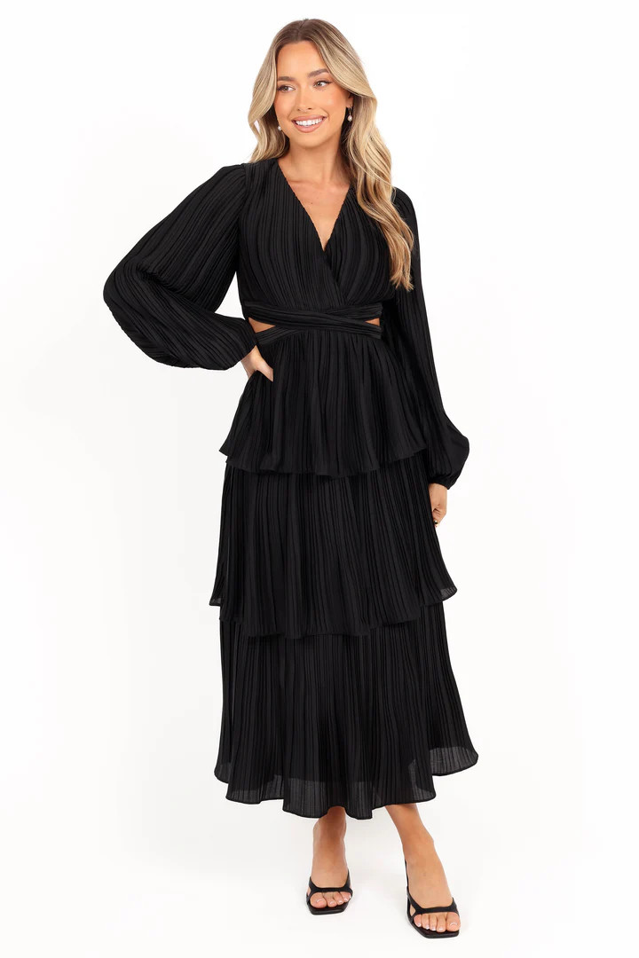 Pippa Long Sleeve Midi Dress - Black | Petal & Pup (US)