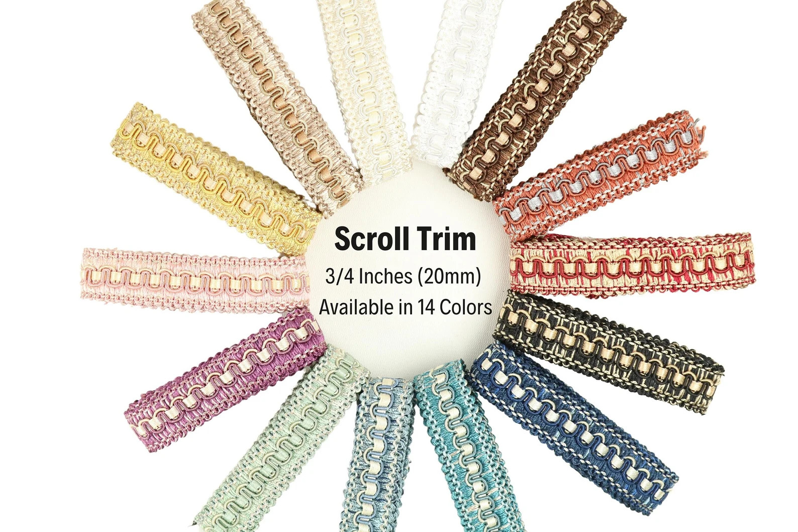 3/4 inches Scroll Trim in 14 Colors, 20 mm Elegant Gimp Braid Trim for Upholstery, Curtains and C... | Etsy (US)