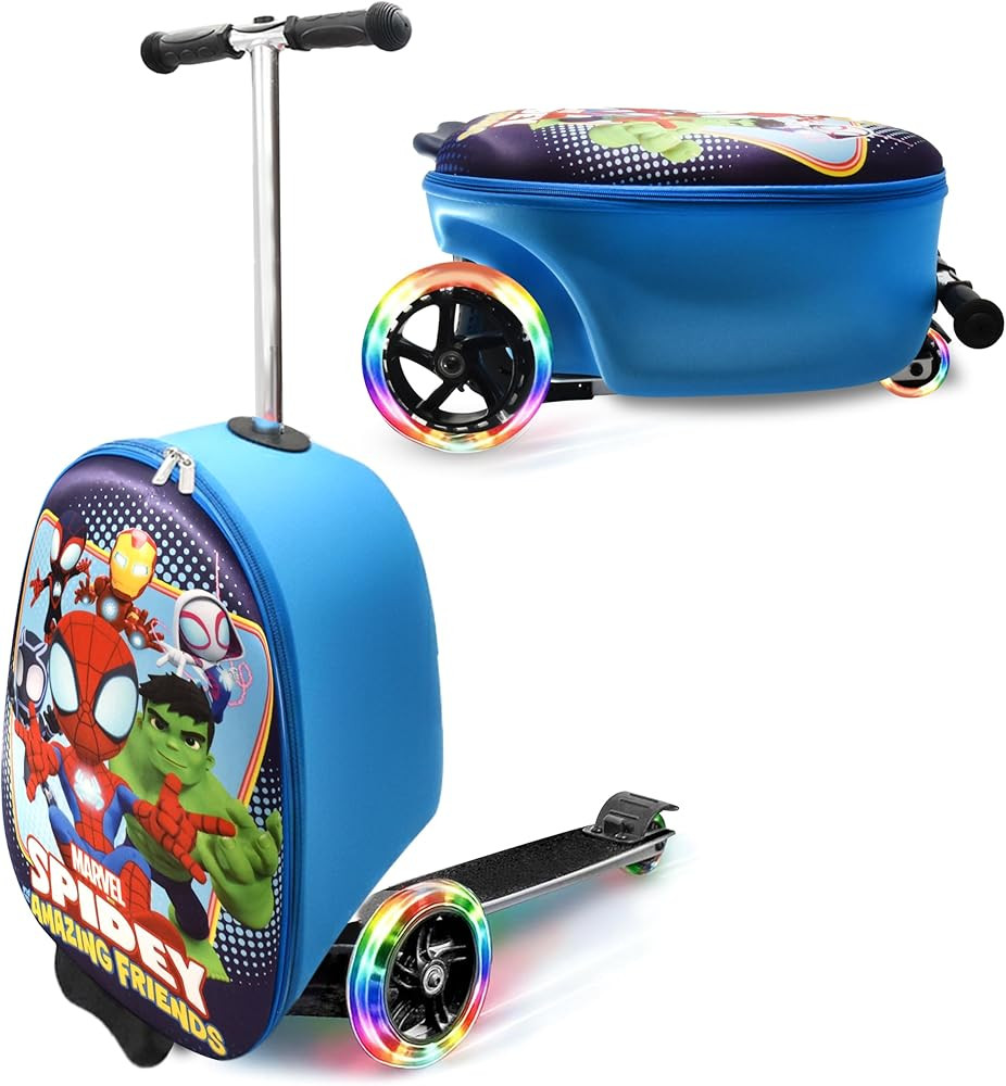 Marvel Spiderman Ride On Scooter Suitcase for Kids, Spidey and Friends Kids Suitcase Luggage with... | Amazon (US)