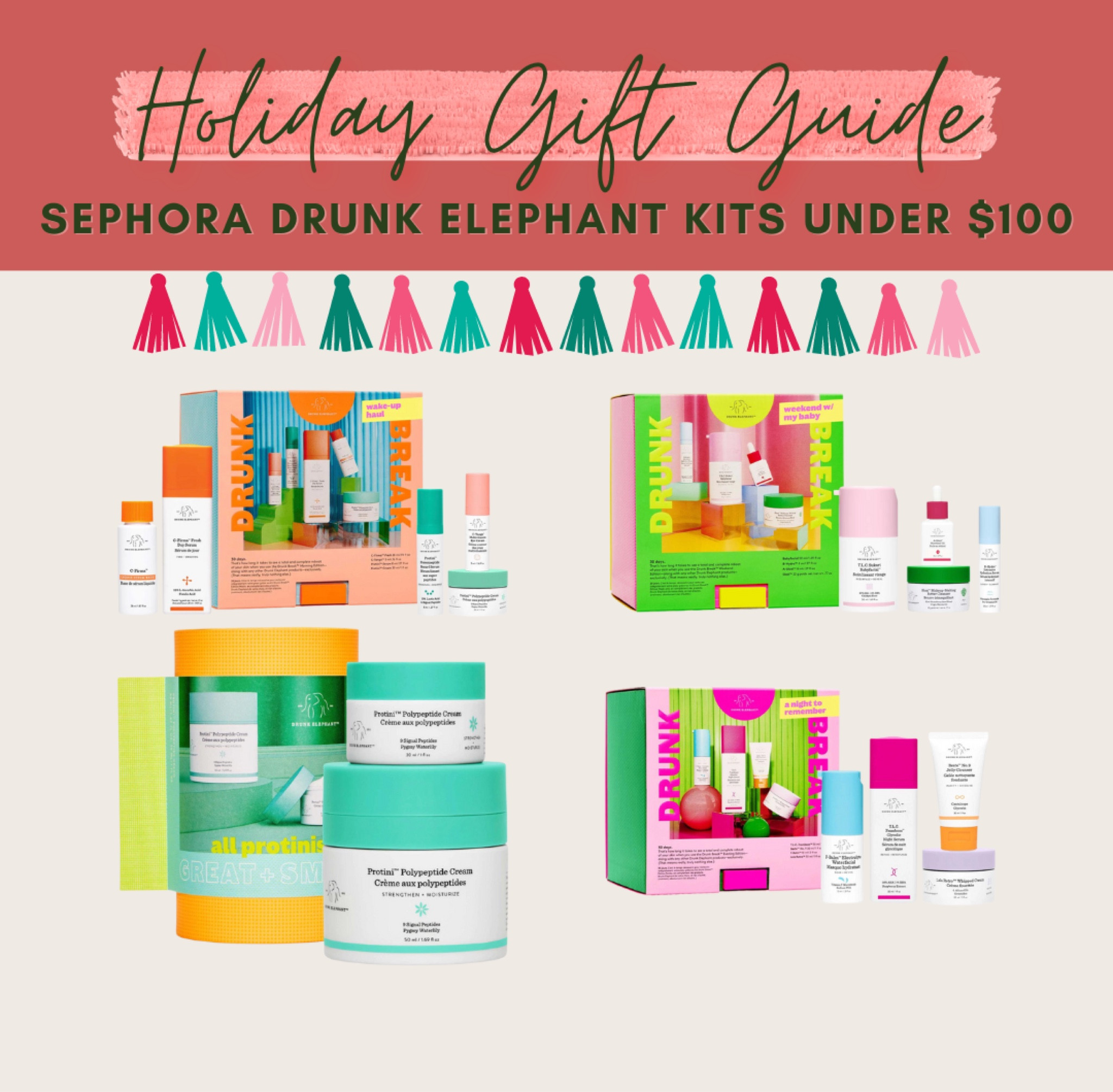 Sephora Drunk Elephant kits under $100!

Gift guide, beauty favorites, makeup, skincare, hair care, lip care, holiday season 

#LTKunder100 #LTKSeasonal #LTKbeauty