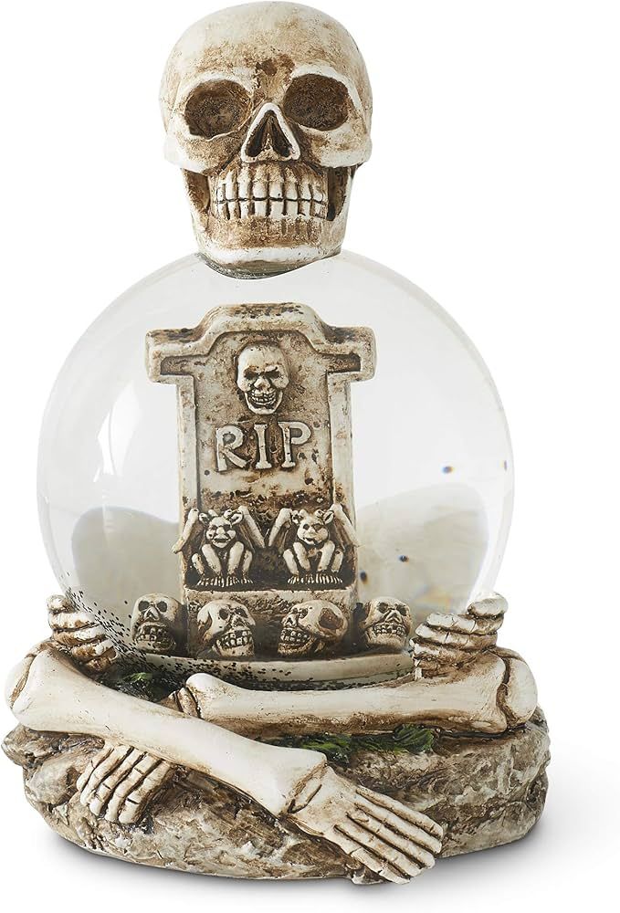 K&K Interiors 41508A 6.5 Inch Skeleton Water Globe with Tombstone & Glitter Bats, White | Amazon (US)