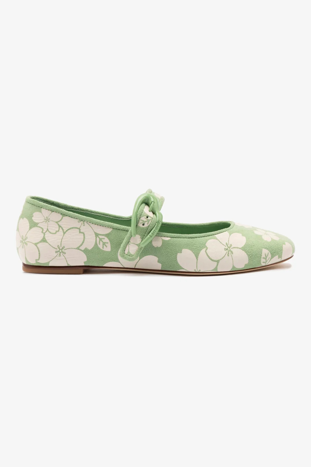 Verona Ballet Flat In Pistacchio Sakura Printed Suede | Larroude
