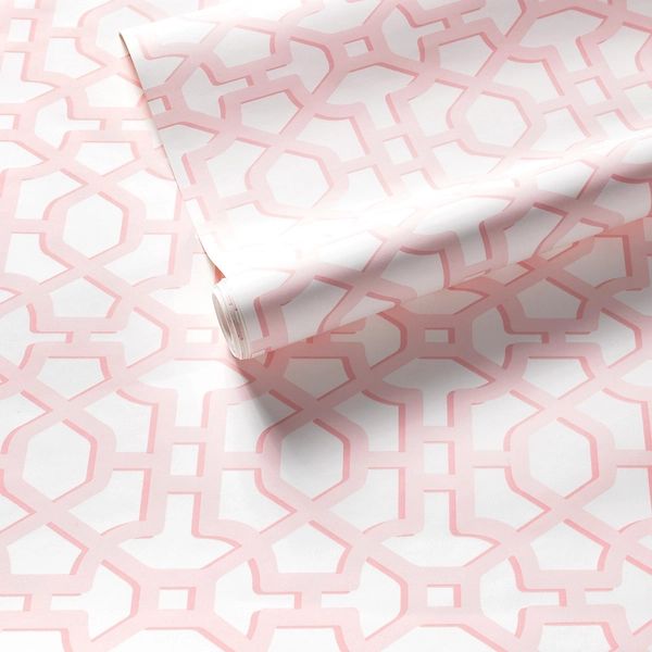 Chinois Lattice Pink Wallpaper | Annie Selke