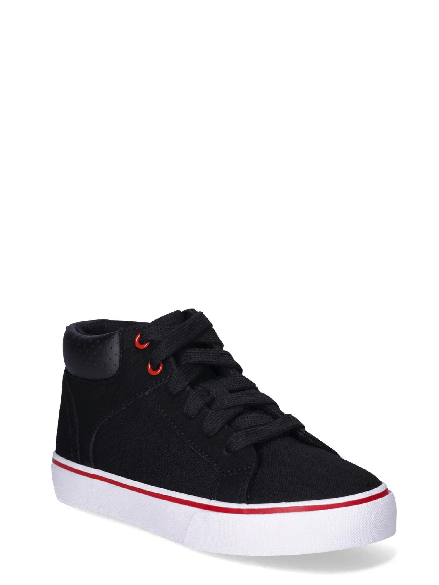Wonder Nation Boys Black Casual Mid Top Sneakers, Sizes 13-6 | Walmart (US)