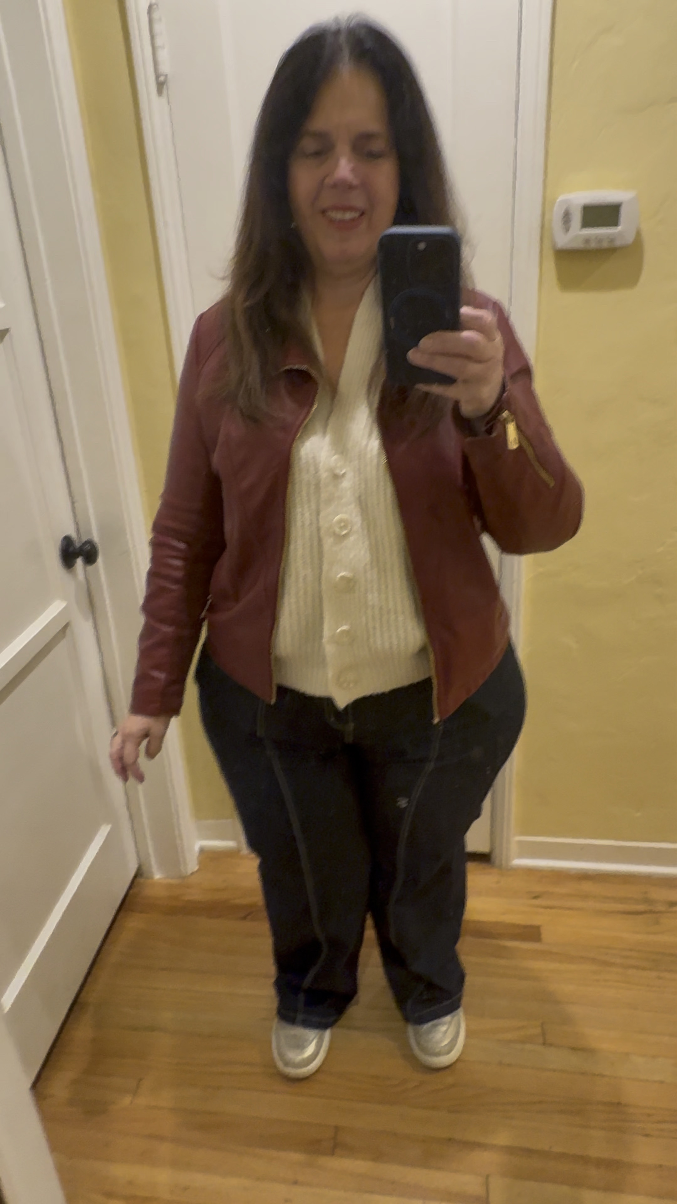 JEANS! Pintuck for the retro win! 
This cashmere like button down cable knit sweater is so soft and great on its own or as another layer. You know I cannot speak enough about these gold platform sneakers that are available in other colors (I just ordered a black pair.) I love a faux leather jacket because it always gives an elevated style to any outfit.


#LTKMidsize #LTKOver40 #LTKFindsUnder100