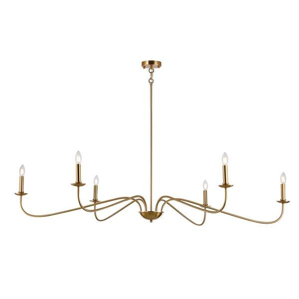 6 Light 64 Inches Minimalist Chandelier in Matte Black or Gold - N/A - Gold | Bed Bath & Beyond