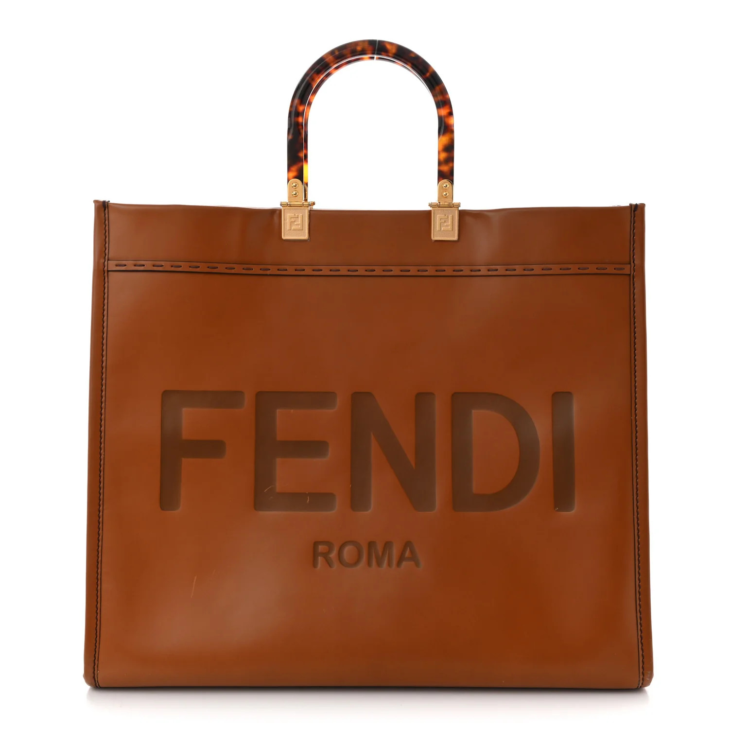 Fendi Vitello King Plexiglass Large Fendi Sunshine Shopper Tote Cuoio 1907793 | FASHIONPHILE (US)