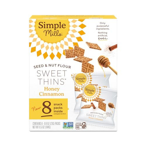 Simple Mills Snack Packs Honey Cinnamon Seed & Nut Flour Sweet Thins, Paleo Friendly & Delicious Sweet Thin Cookies, Good for Snacks, Nutrient Dense, 8 Pack (6.5 oz Pack of 1) | Amazon (US)