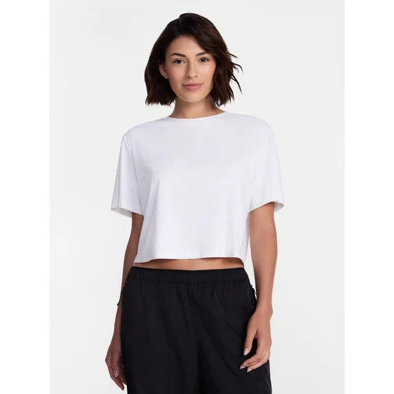 Avia Women's Cropped Boxy Tee with Short Sleeves, Sizes XS-XXXL | Walmart (US)