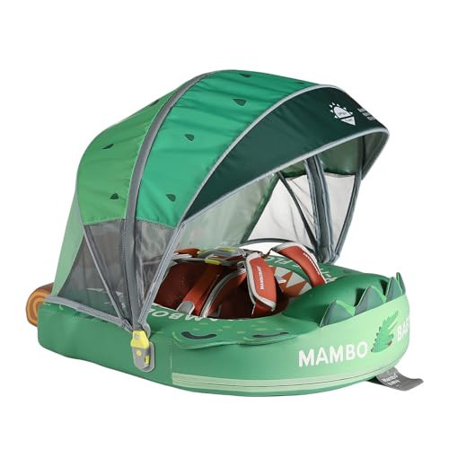 Mambobaby No-Flip Baby Pool Float with Canopy & Tail Non-Inflatable Swim Float for Infants, Pearl-Foam, UPF 50+ & Adjustable Safety Five-Way Harness, Skin-Friendly for Boys Girls 3-24 M(Crocodile) | Amazon (US)