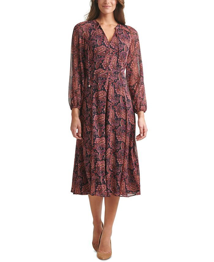 Tommy Hilfiger Printed Chiffon Midi Dress & Reviews - Dresses - Women - Macy's | Macys (US)