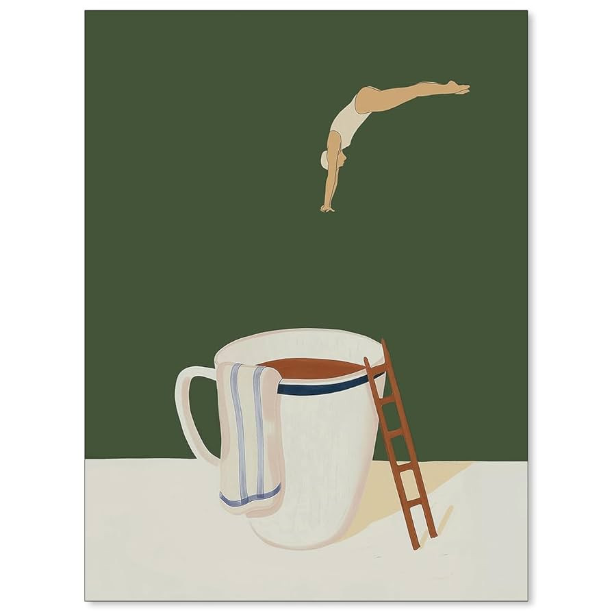 Fun Modern Coffee Diver Posters Vintage Abstract Kitchen Wall Art Trendy Retro Pop Canvas Prints ... | Amazon (US)