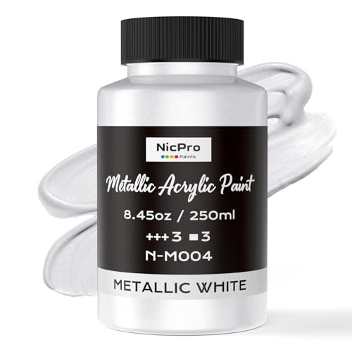 Nicpro Metallic Pearl White Acrylic Paint, 8.45oz/250ml White Craft Paint | Amazon (US)