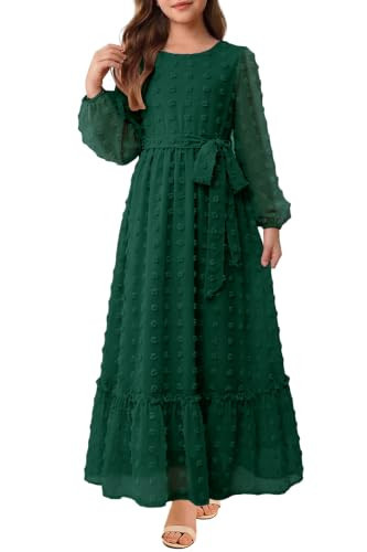HOSIKA Girls Long Sleeve Boho Dresses Long Christmas Party Dress 6-12Y | Amazon (US)