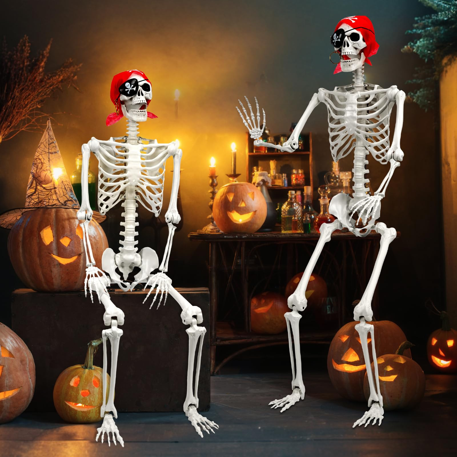 5 Ft Skeleton Halloween Decorations, Full Body Life-Size Skeleton Prop with Movable Joints for Halloween Decorations Outdoor Yard Haunted House Prop Decorations | Amazon (US)