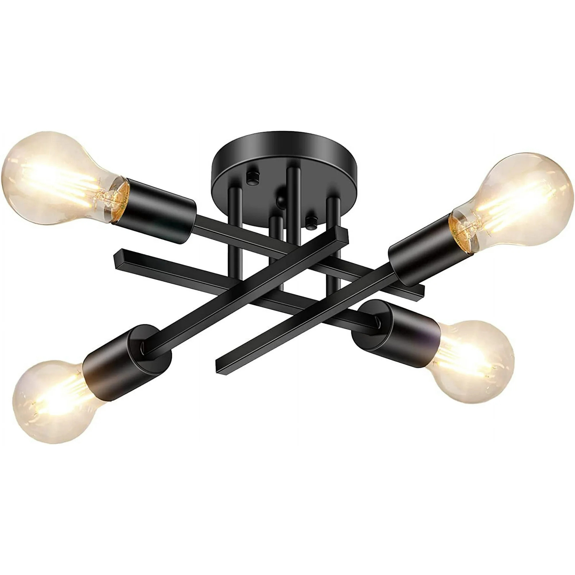 4-Light Semi Flush Mount Light Fixtures Farmhouse Black Light Fixtures Ceiling Mount Close to Cei... | Walmart (US)