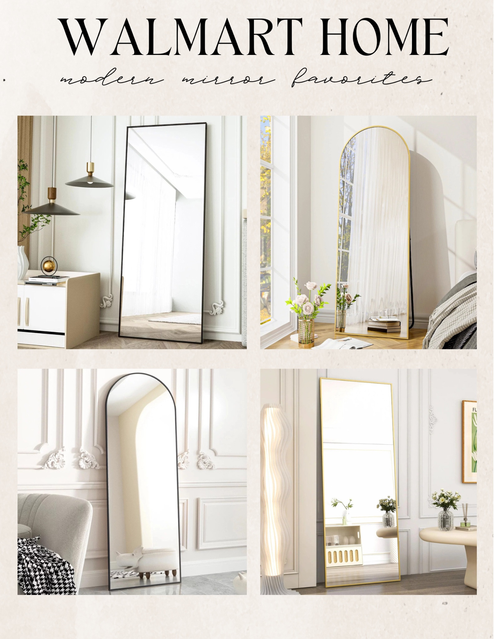 Modern floor mirrors. Budget friendly furniture finds. For every budget. Organic modern, traditional, mid century modern, boho chic, coastal home. Amazon home finds, modern farmhouse style, budget decor, splurge or save favorites.

#LTKhome #LTKFind #LTKstyletip