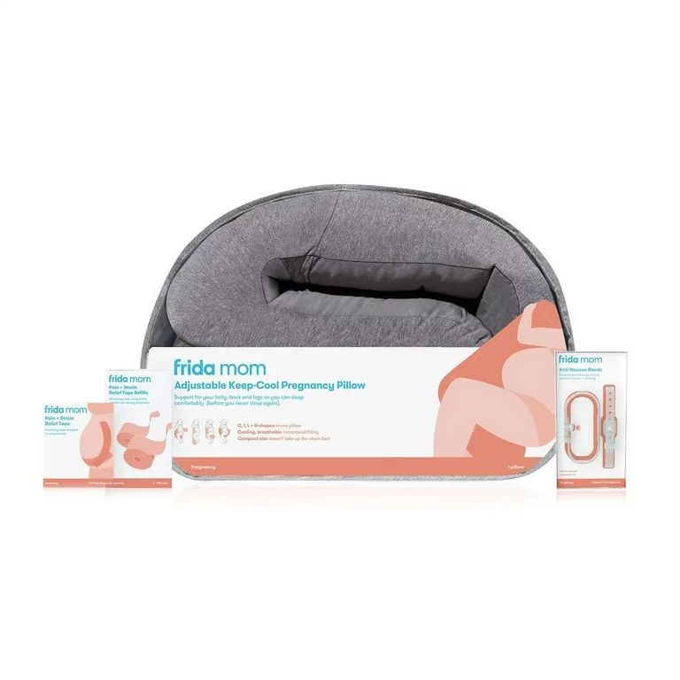 Frida Mom Keep Cool Adjustable Pregnancy Body Pillow with Micro-Bead Filling, Gray | Walmart (US)