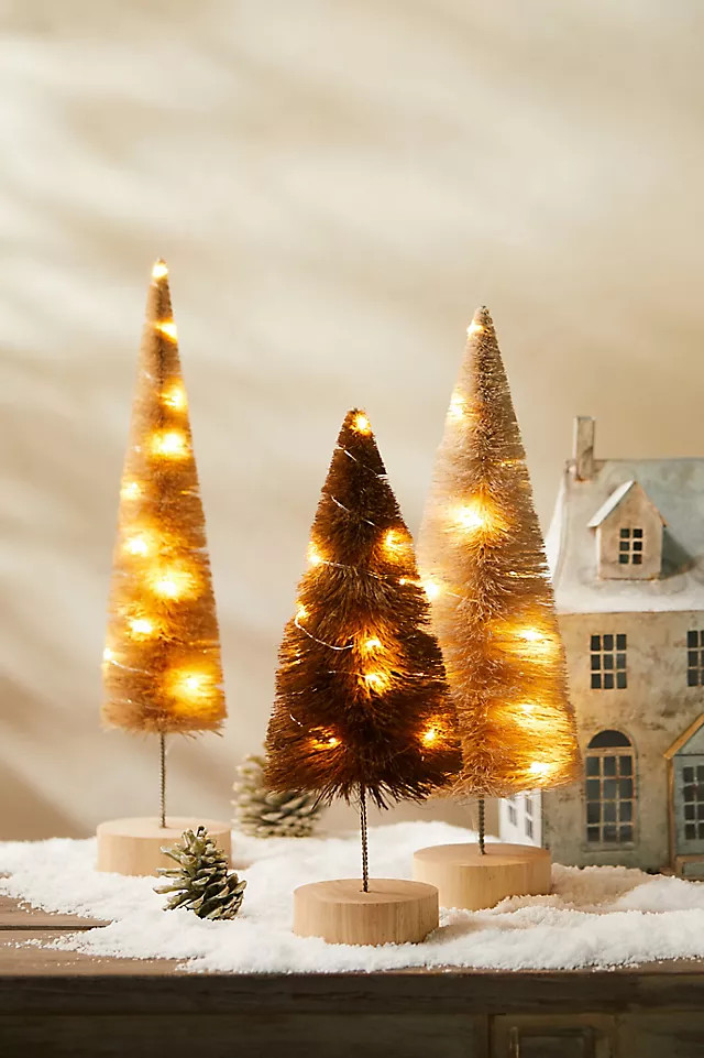Pre-Lit LED Brush Tree, Neutrals | Anthropologie (US)