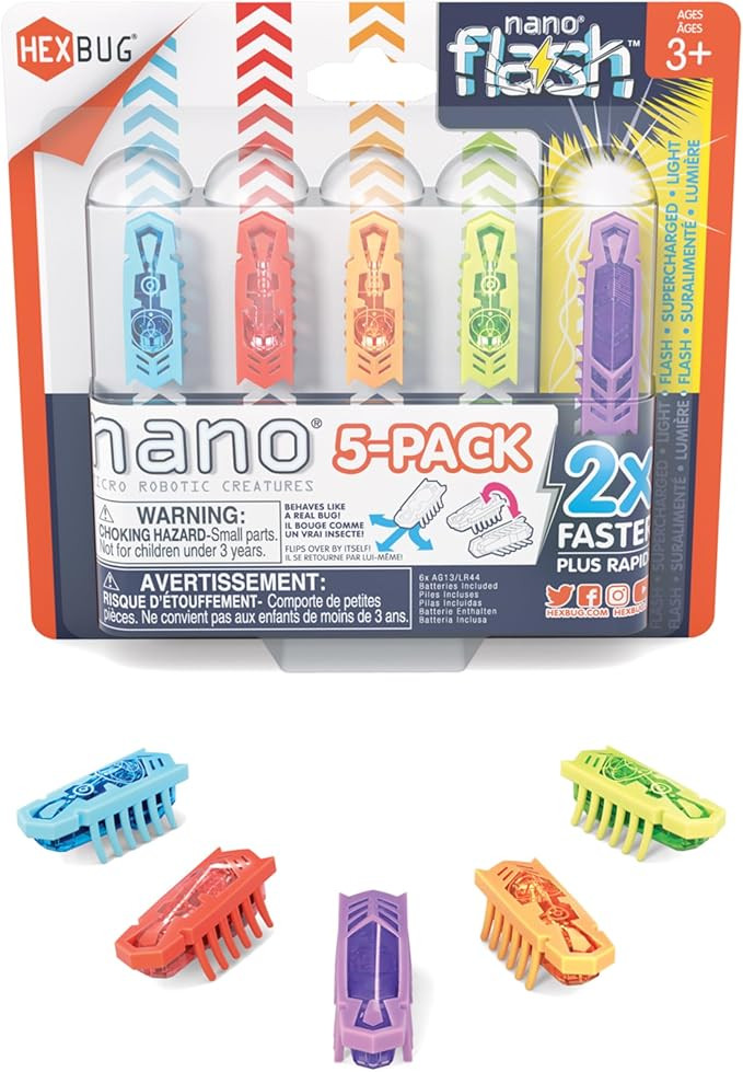 HEXBUG Nano 5 Pack, 4 Nano Bugs with Bonus Flash Nano, Sensory Toys for Kids & Cats with Vibratio... | Amazon (US)
