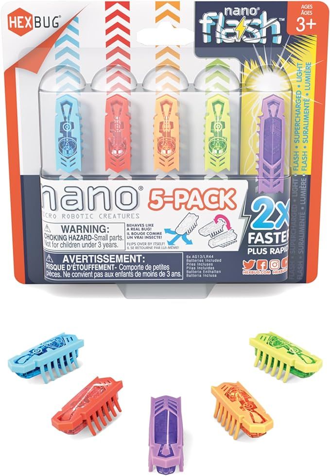 HEXBUG Nano 5 Pack, 4 Nano Bugs with Bonus Flash Nano, Sensory Toys for Kids & Cats with Vibratio... | Amazon (US)