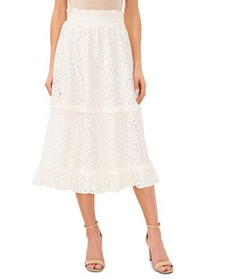 CeCe Women's Lace Smocked-Waist Midi Skirt - Macy's | Macy's