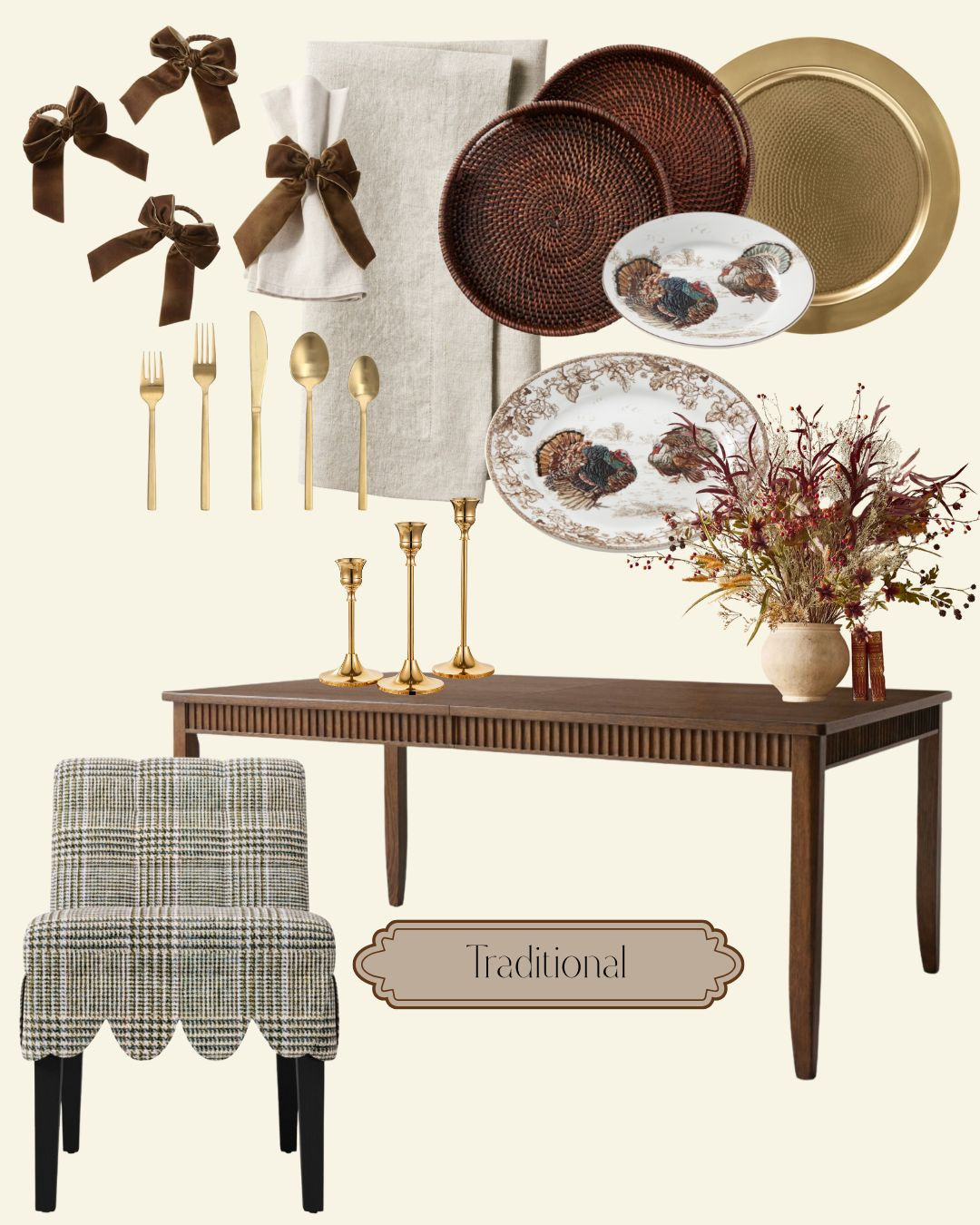 🍁 Gather around tradition. This Thanksgiving table celebrates timeless style with rich textures, classic details, and warm, inviting tones. From elegant place settings to cozy candlelight, shop the look and bring home the heart of the holiday. 🦃✨ 

 #ThanksgivingTable #TraditionalDecor #HolidayHosting #LTKHome
