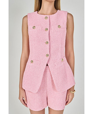 Women's Tweed Buttoned Long Split Top | Macy's