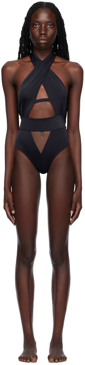 Black Anja One-Piece Swimsuit | SSENSE