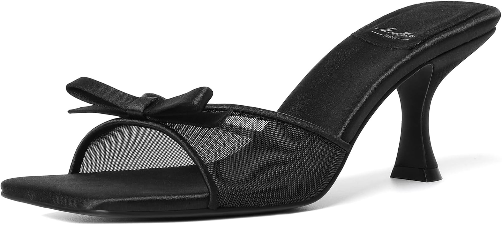 Mostrin Kitten Heels for Women Round Toe Heels With Bow Vintage Mules Sexy Slip on Stiletto Backl... | Amazon (US)