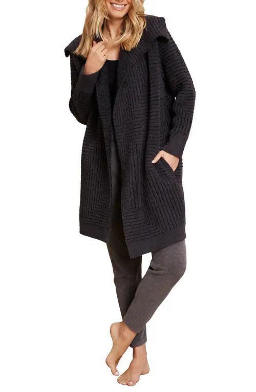 barefoot dreams CozyChic™ Angular Stripe Cardigan in Carbon/Black at Nordstrom, Size Small | Nordstrom