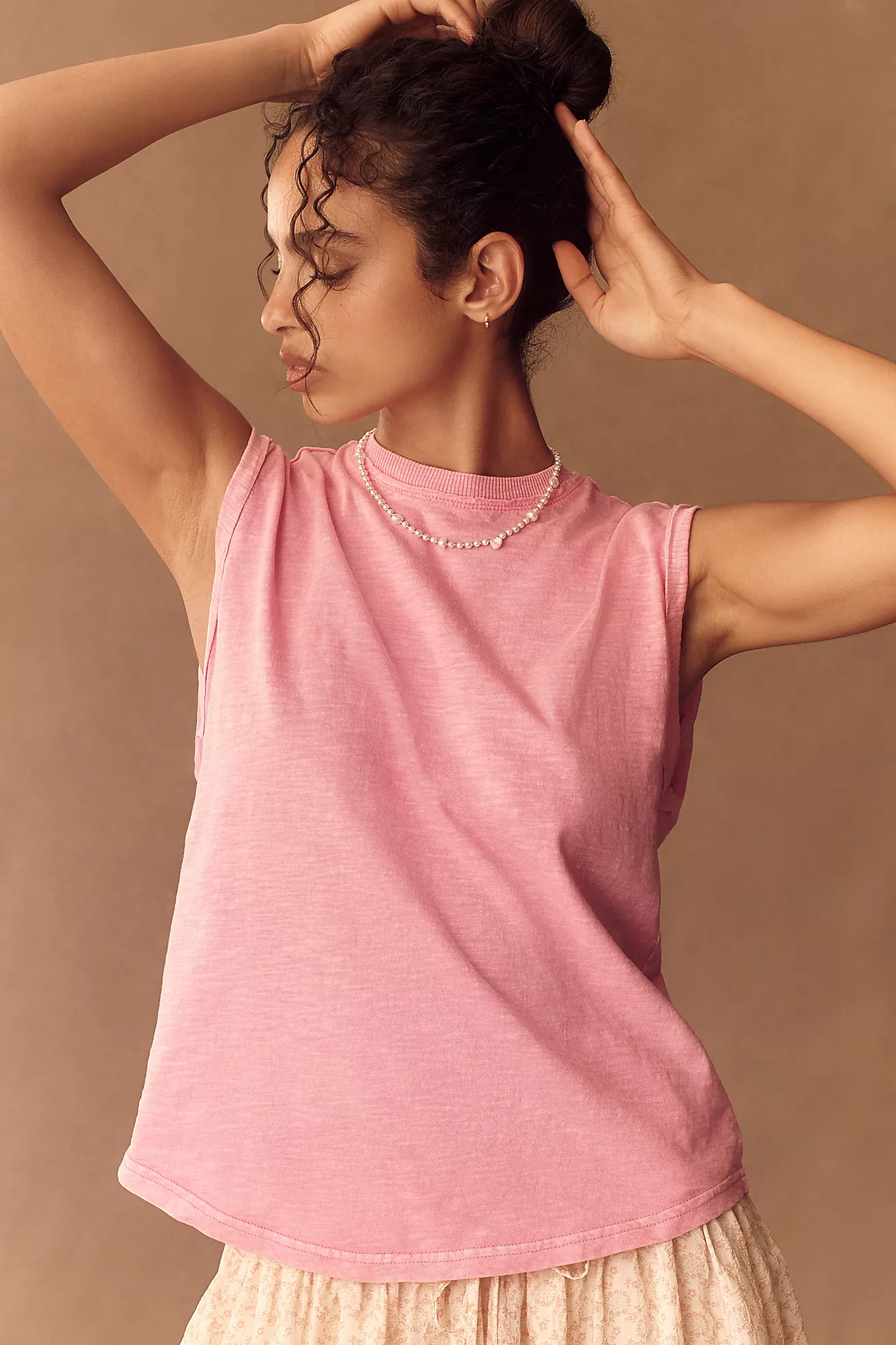 The Vinnie Cotton-Slub Rolled Muscle Tee by Pilcro | Anthropologie (US)