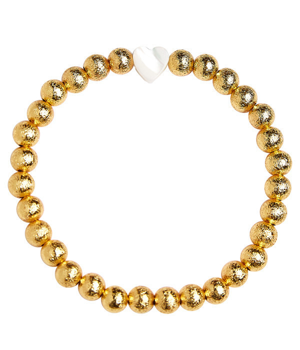 Georgia - 6mm - Mother of Pearl Heart with Gold Beads Gold - Bracelet | Lisi Lerch Inc