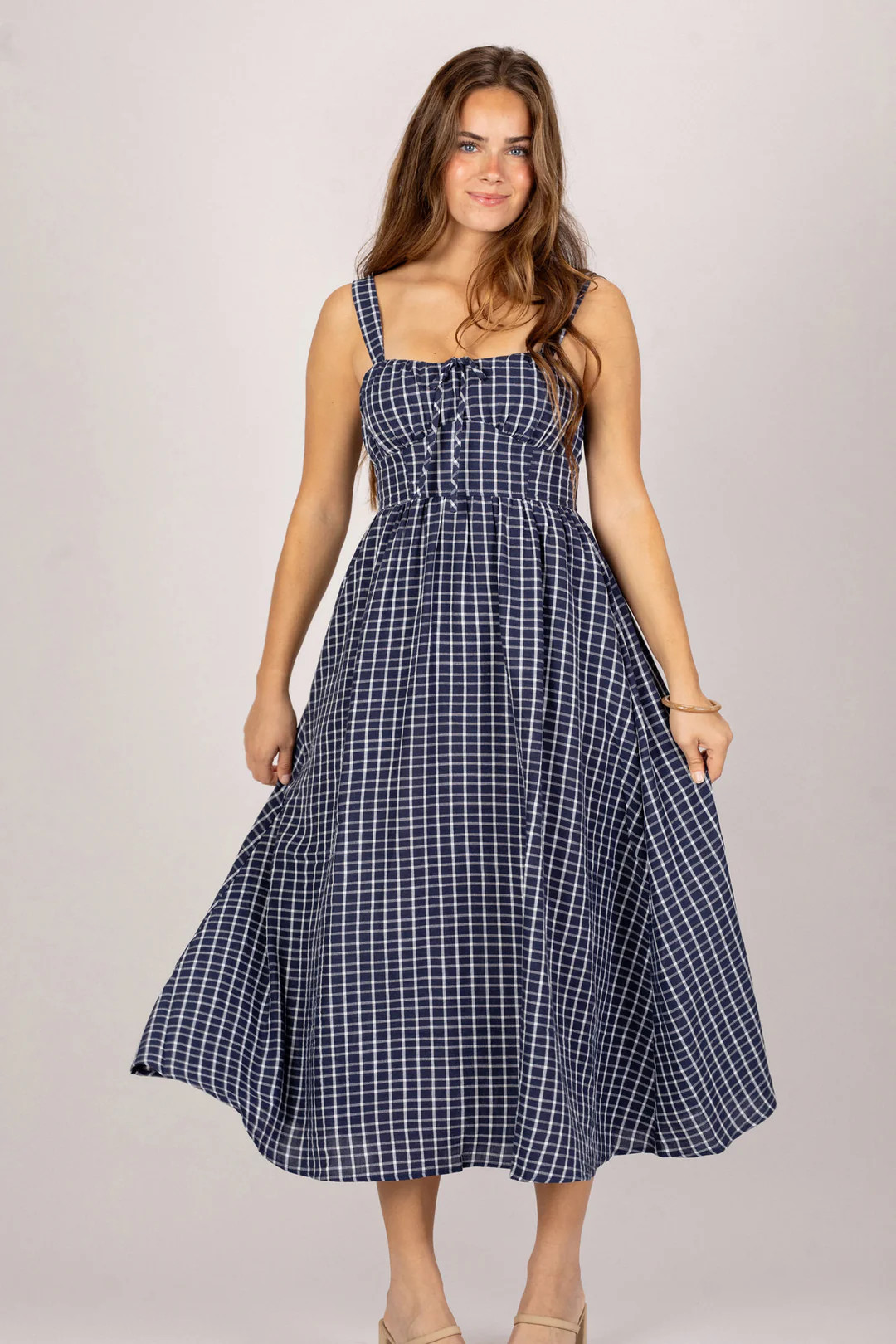 Beatrice Plaid Midi Dress | Morning Lavender