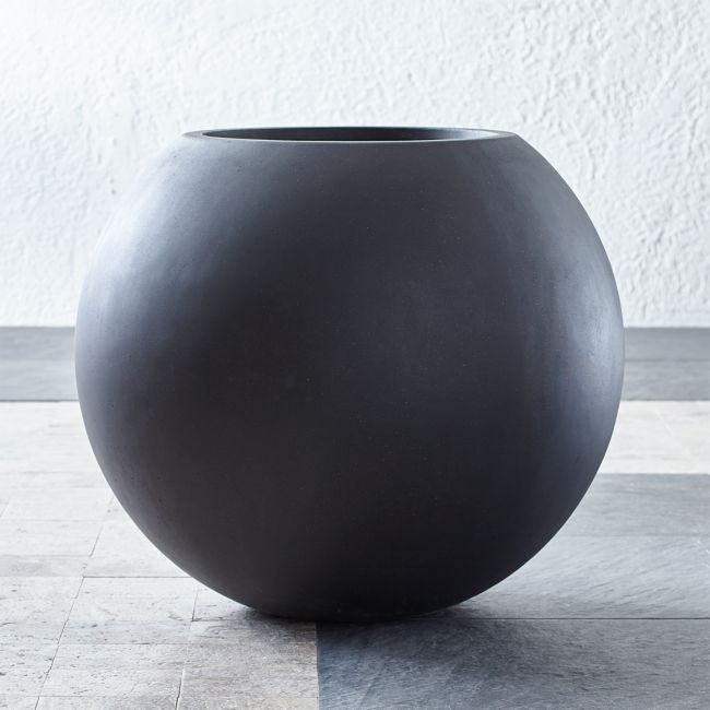 Sphere Large Dark Grey Planter | Crate & Barrel