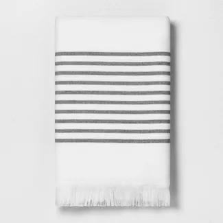 Core Stripe Bath Towel Railroad Gray - Hearth & Hand™ with Magnolia | Target