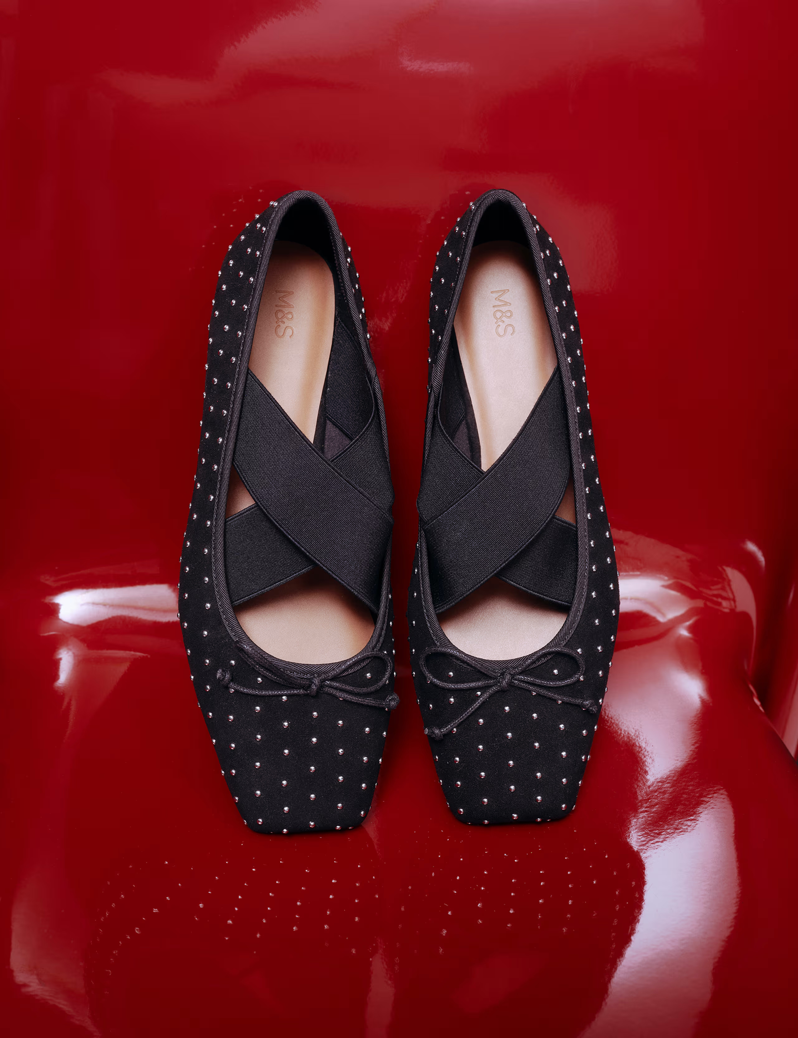 Satin Studded Flat Ballet Pumps | Marks & Spencer (UK)