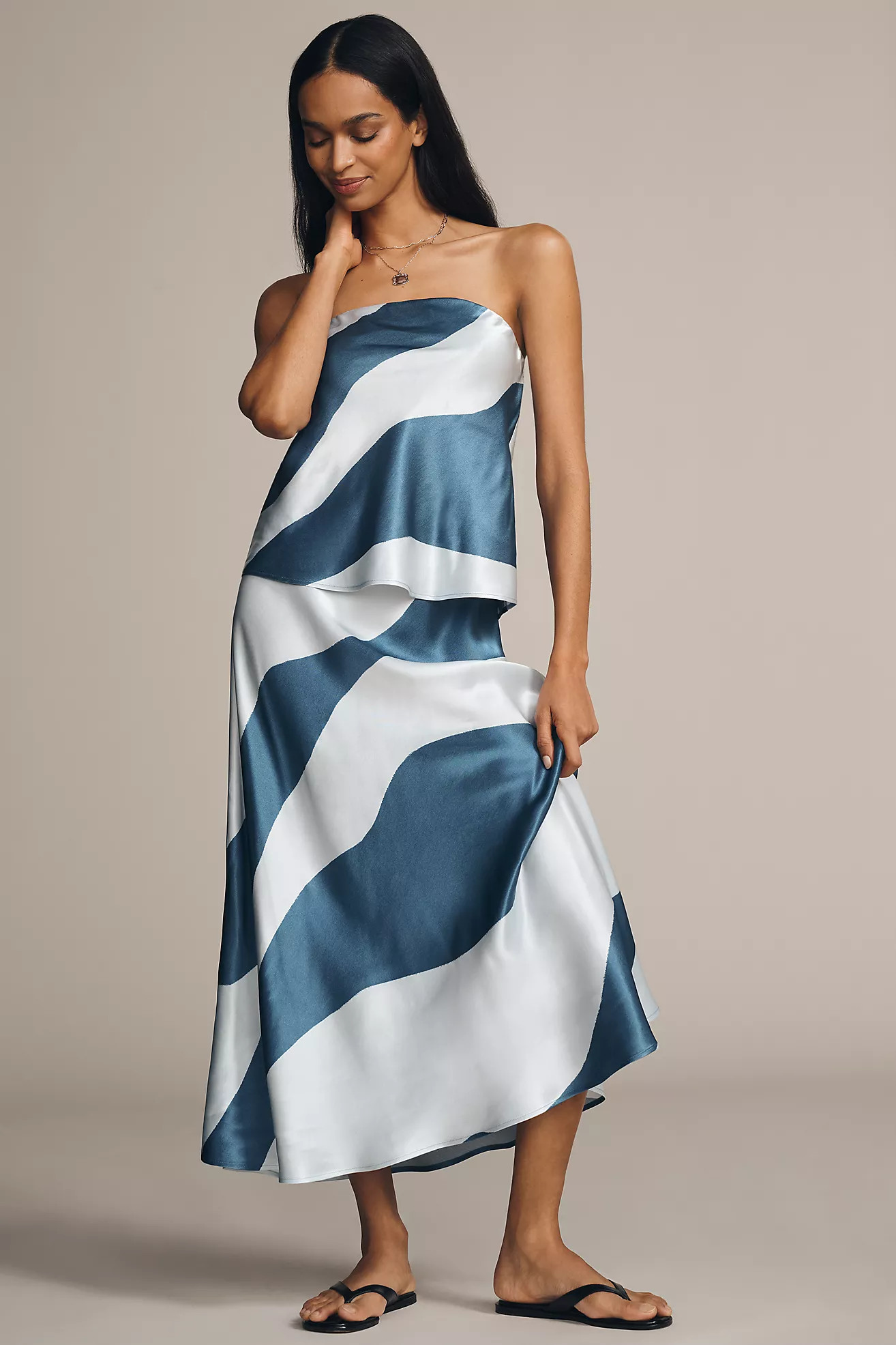 By Anthropologie Silky Waves Woven Slip Skirt | Anthropologie (US)