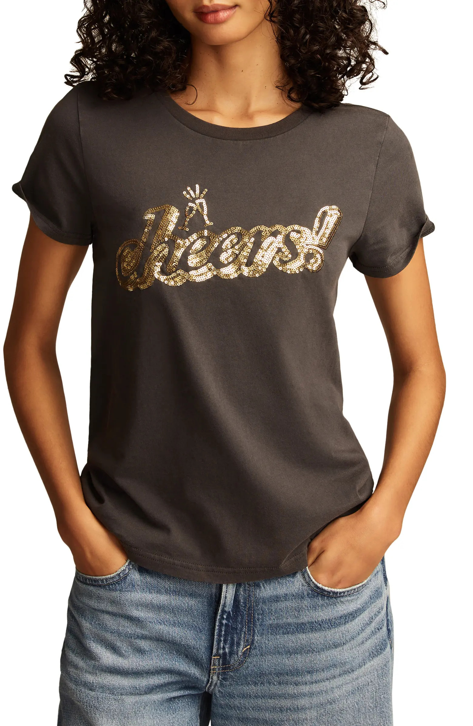 Lucky Brand Sequin Cheers Classic T-Shirt | Nordstrom | Nordstrom