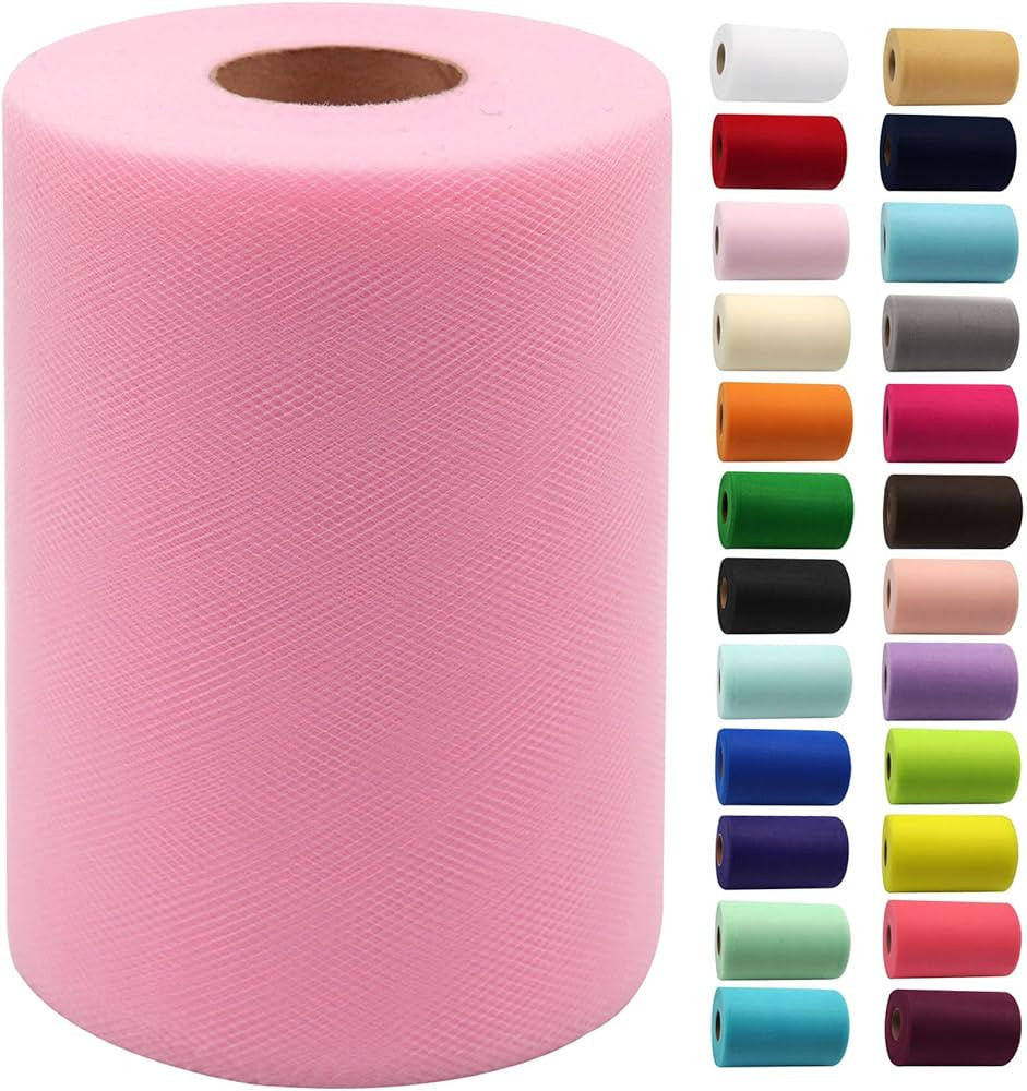 Pink Tulle Fabric Rolls 6 Inch by 100 Yards (300 feet) Fabric Spool Tulle Ribbon for DIY Pink Tut... | Amazon (US)