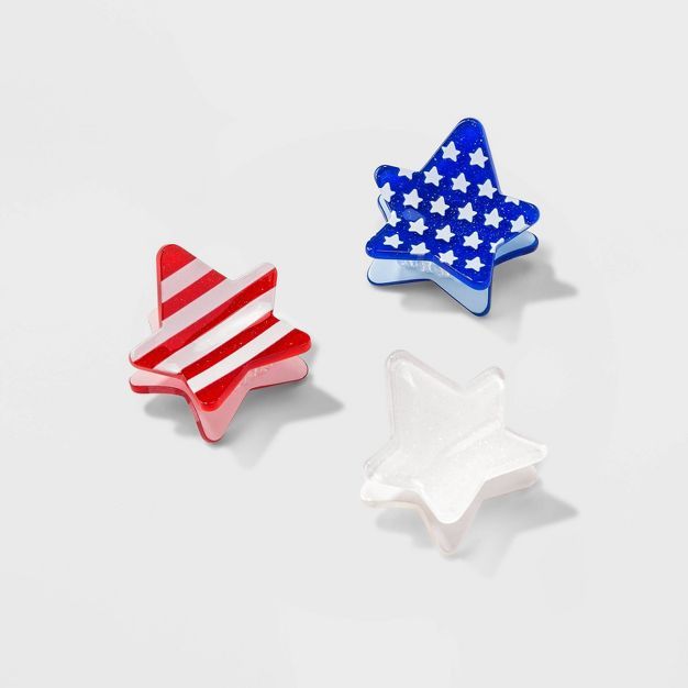Americana Star Print Hair Claw Clip - Red/White/Blue | Target