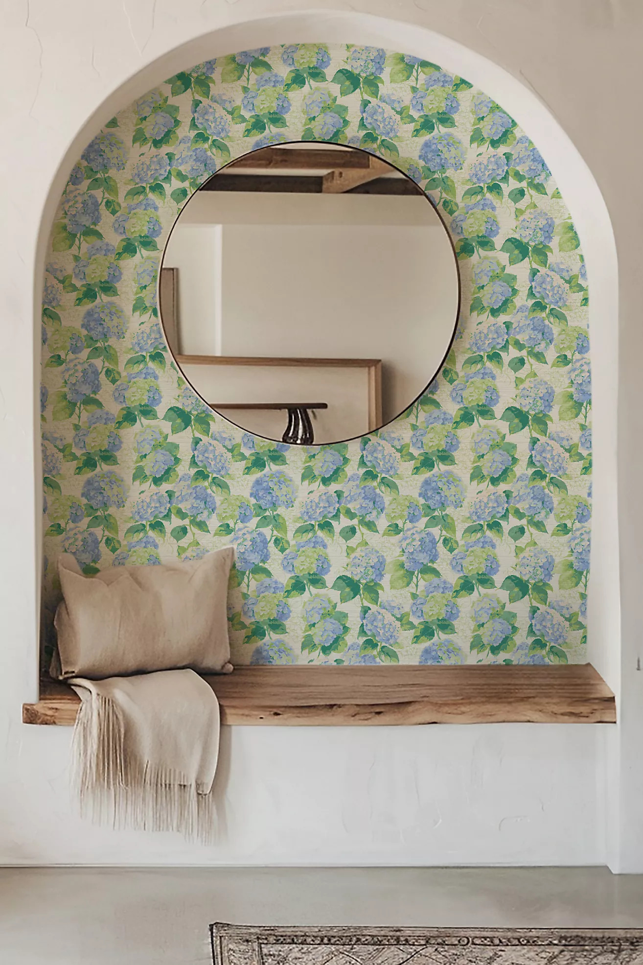 Sunday Social Scene Bloom Bloom Baby Hydrangea Grasscloth Wallpaper | Anthropologie (US)