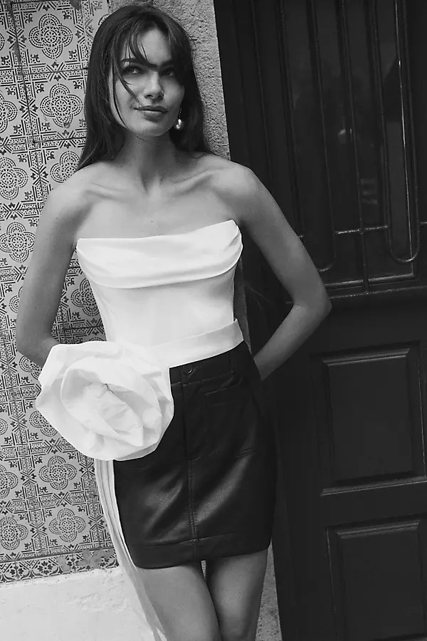 Faux Leather A-Line Mini Skirt | Anthropologie (US)