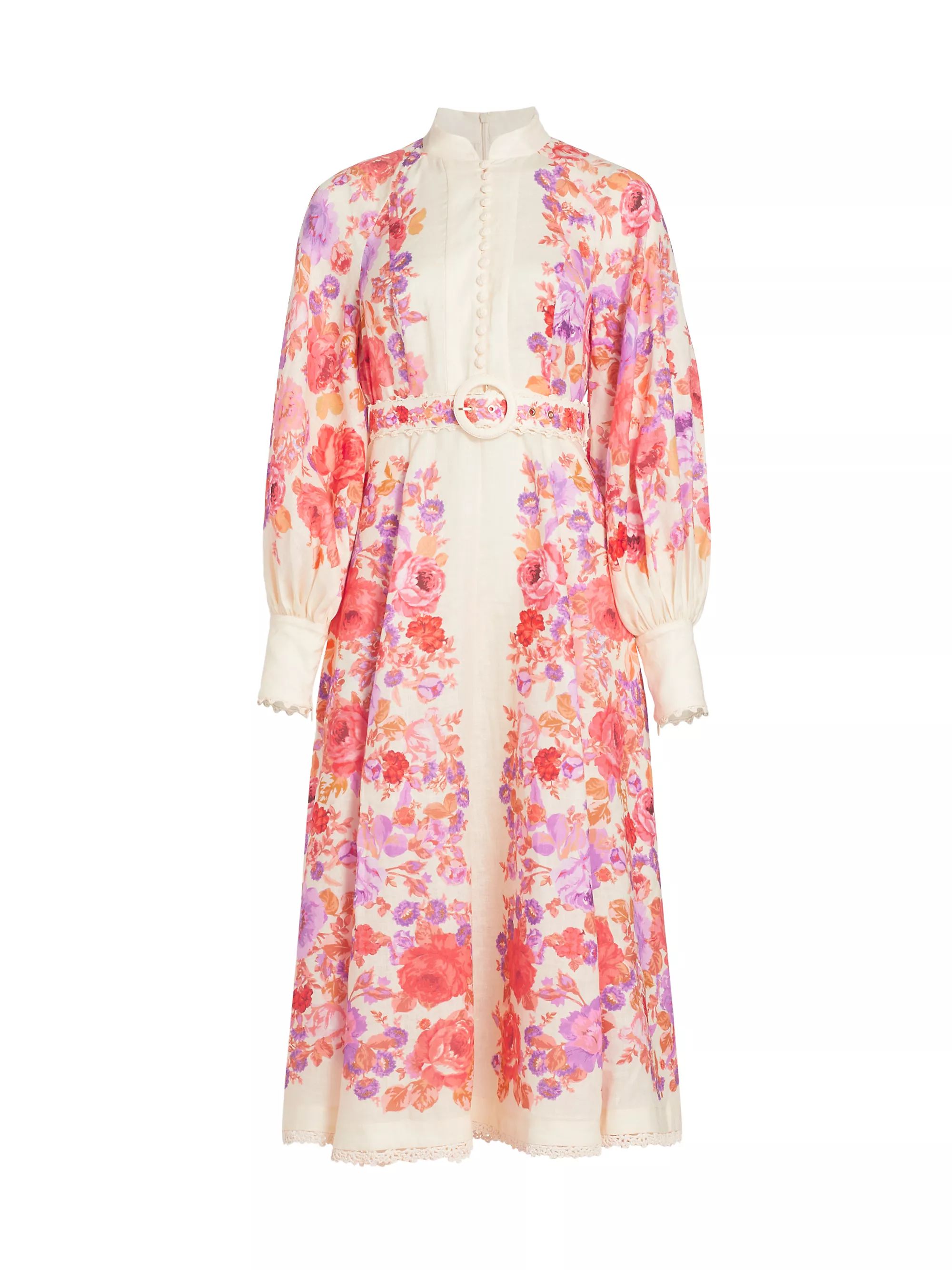 Raie Linen Floral Midi-Dress | Saks Fifth Avenue