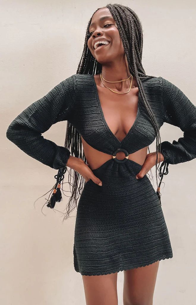 Cleo Crochet Dress Black | Beginning Boutique (AU)