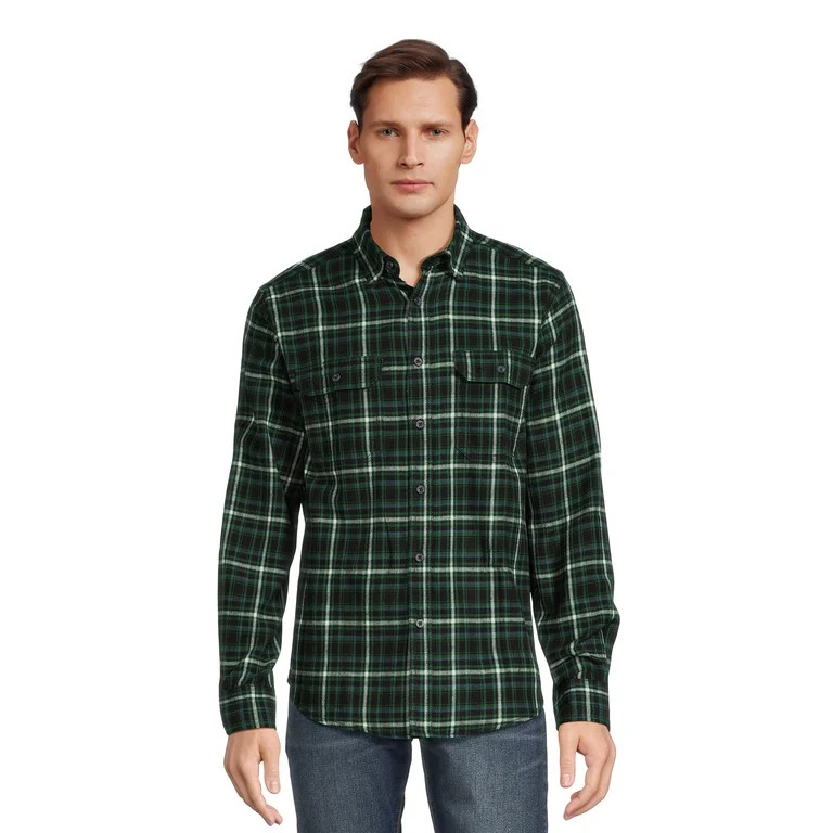 George Men's Long Sleeve Flannel Shirt, Sizes XS-3XLT | Walmart (US)